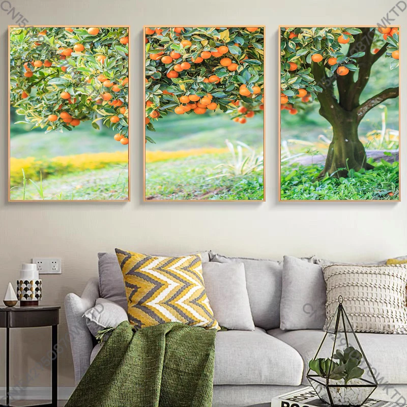 3PCS A Persimmon Tree Full of Fruits Modern Decorative Paintings Canvas Wall Art Pictures Living Room Kitchen Home Decoration