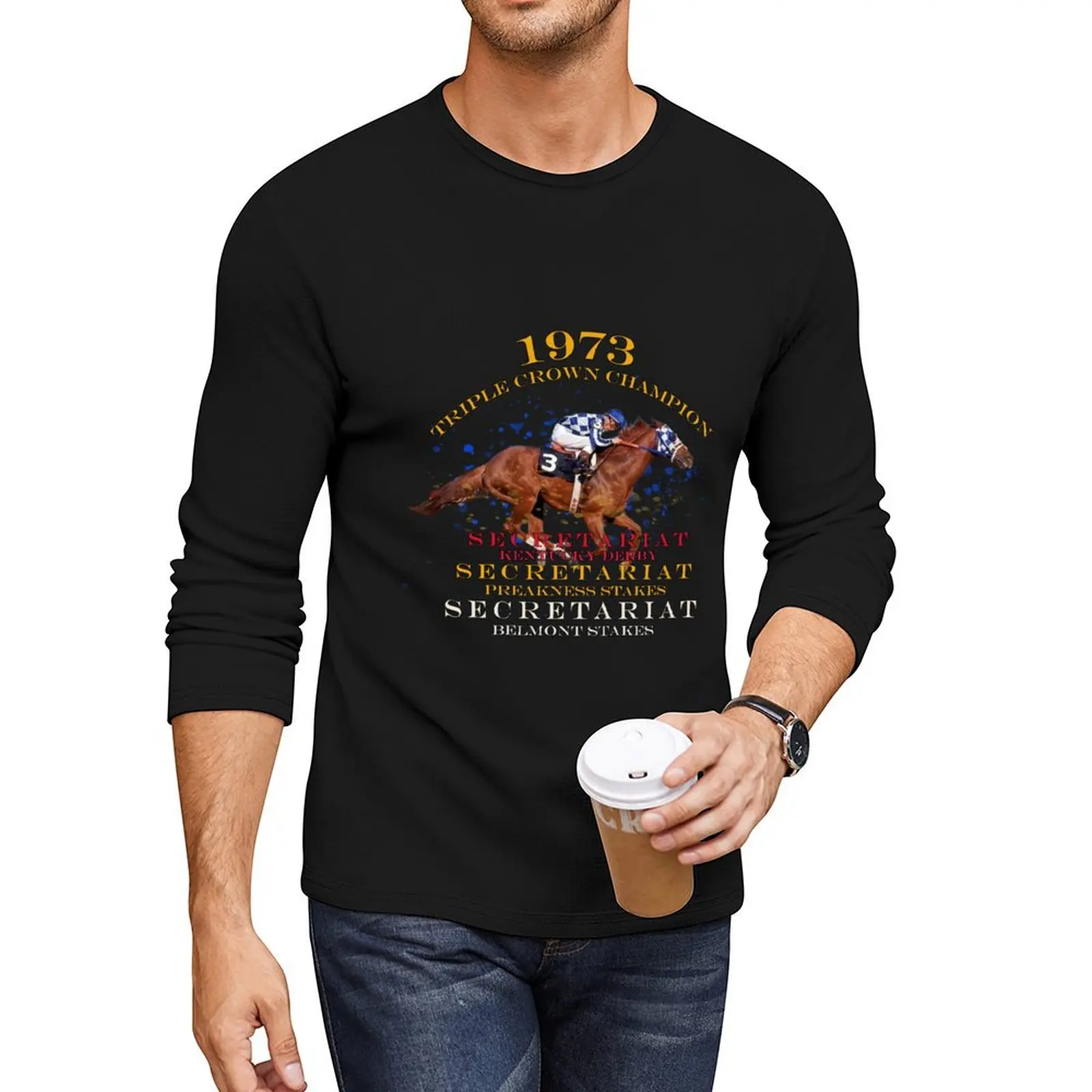 

1973 Triple Crown Champion Secretariat horse racing design Long T-Shirt t shirt man sweat shirt Blouse men graphic t shirts