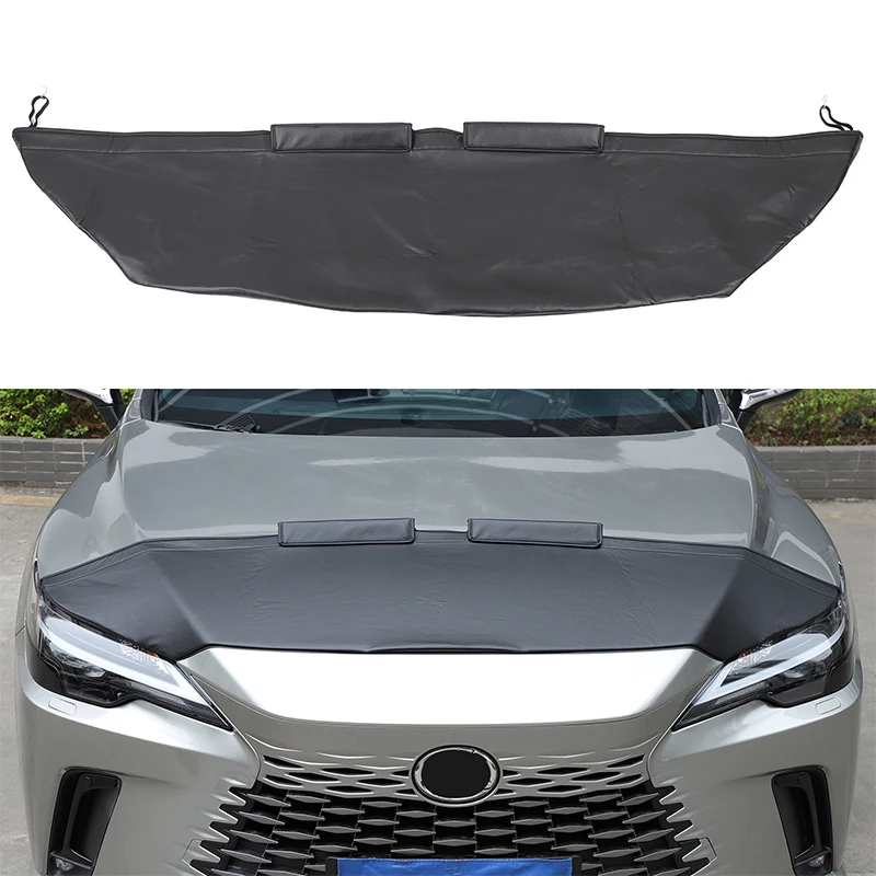 1Pcs Leather Black For Lexus RX300 2025 Car Hood Sand and Stone Deflector Protection Cover Car Modification Accessories
