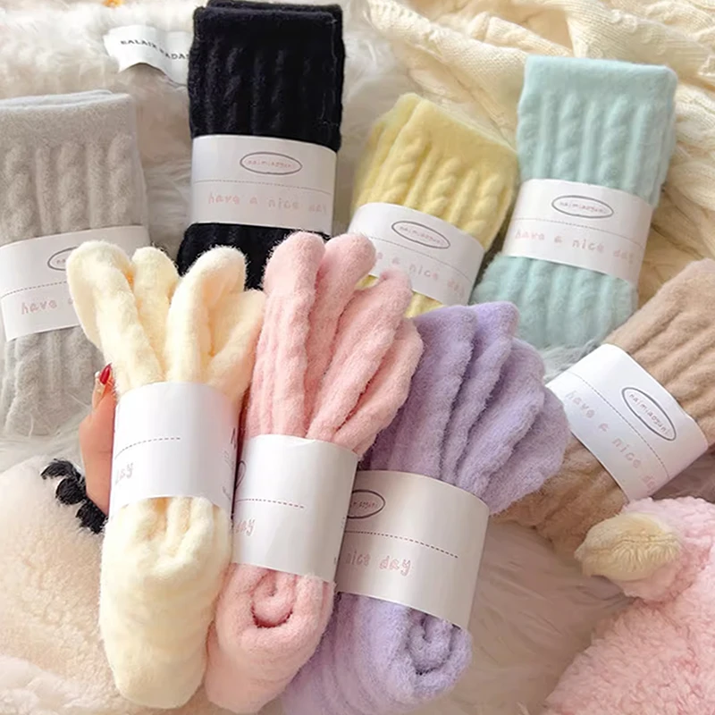 Winter Warm Coral Fleece Socks Men Solid Loose Sleeping Sock Velvet Home Fluffy Stocking Thicken Thermal Sox Calcetines