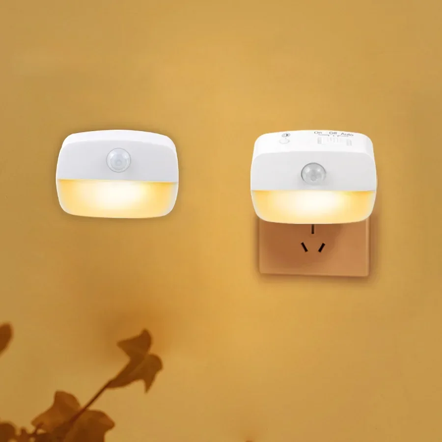 Bewegingssensor Nachtlampje Eu Plug In 220V Batterij Bewegingsmelder Led Nachtlamp Voor Slaapkamerkast Keuken Toilettrap