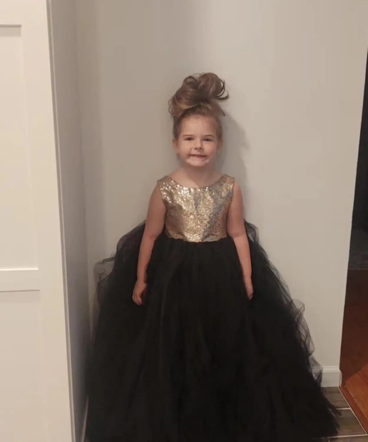 Vestidos de princesa para niña, vestidos de boda de tul con lentejuelas, vestido de primera comunión con cuello redondo, vestido de desfile para niña, vestido de baile Formal