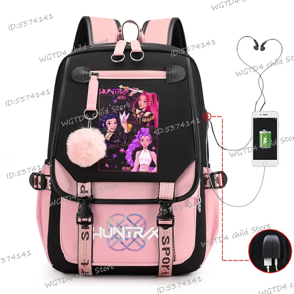 

KPop Demon Hunters School Bags for Teenage Girls Multi-function Large Capacity Knapsack Bag Hot Movie School Backpack Trend 2025