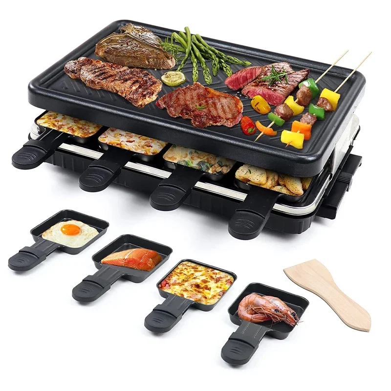 1500W Electric Teppanyaki Table Multifunctional indoor smokeless electric grill with adjustable temperature and 8 small grills