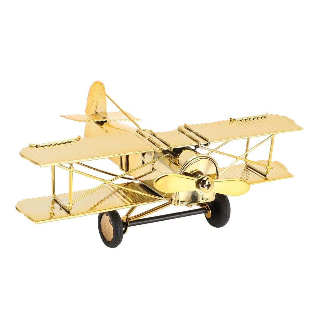 Gold, Sliver Metal Airplane Decoration Mini Size Middle Size Iron Airplane Ornament Polished Finish Solid Iron Construction