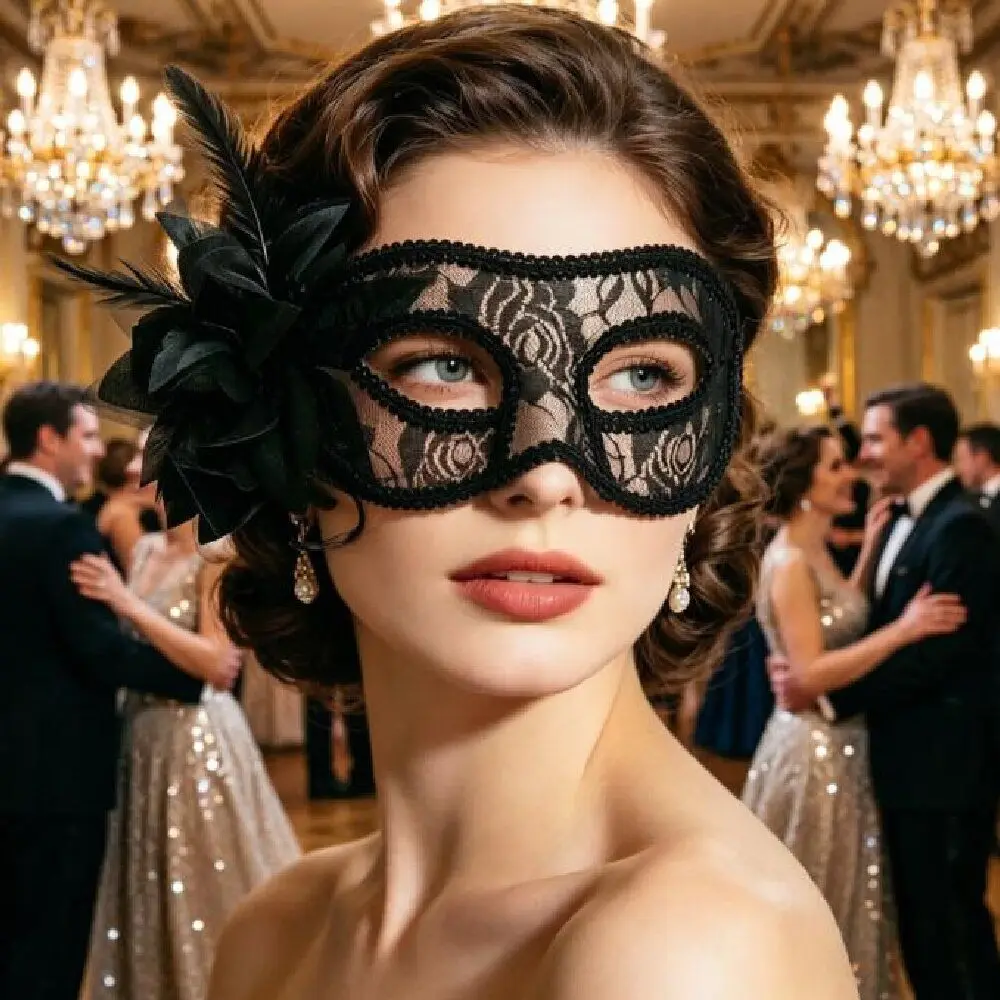 Flower Half-Face Mask Multicolor Seductive Style Feather Mask Fancy Prom Cosplay Halloween Festival Party Mask Makeup Festival