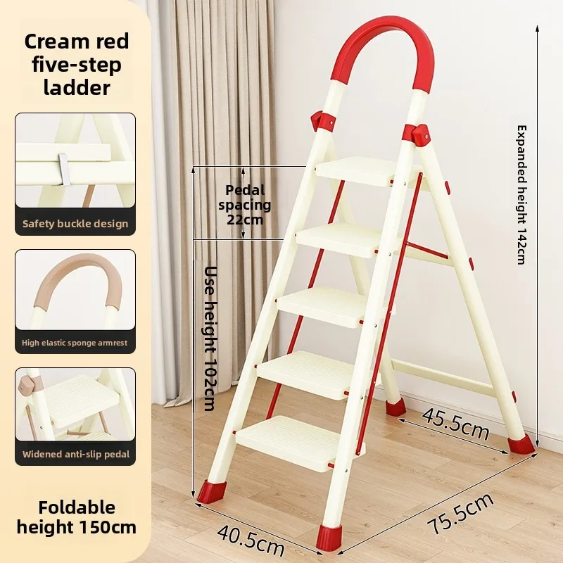 Factory Direct Folding Ladder Heavy Duty A Frame Compact Lightweight Home Use Multi Functional Step Ladder Climbing Ladder
