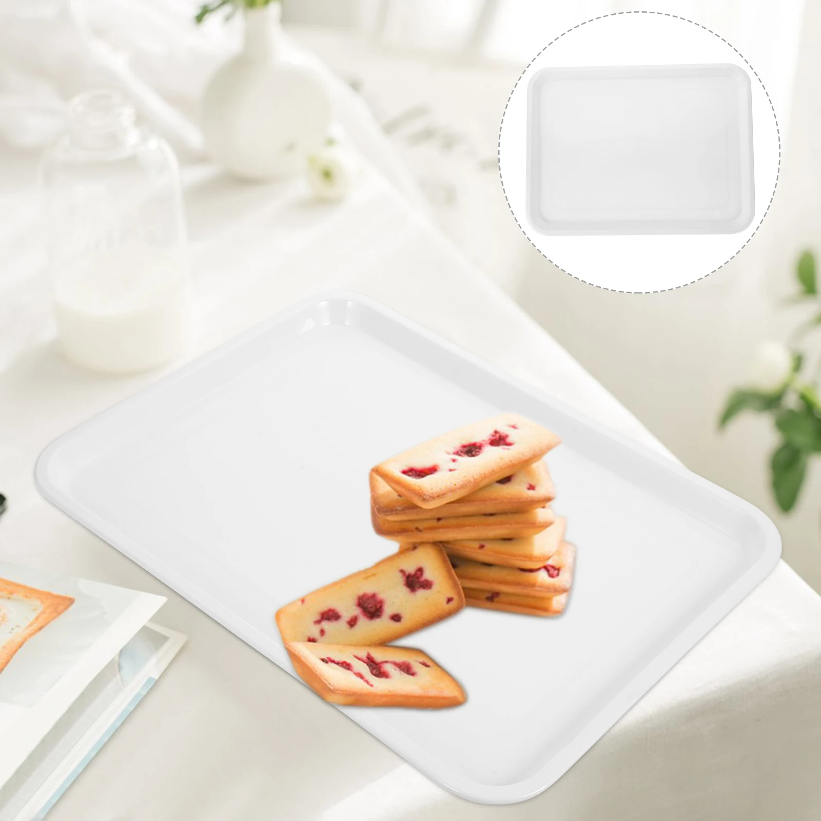 

2pcs Plastic Trays For Serving Reusable Rectangular Large Storage Multi-Function Fruit Plate Household Coffee Tray Outdoor Tray