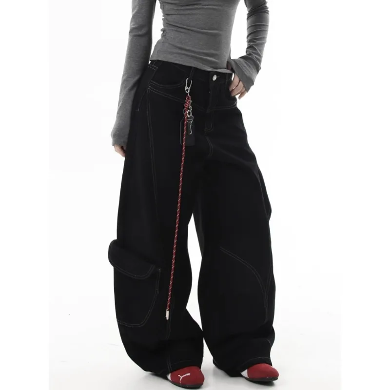 

New women's freight casual jeans, overalls, loose straight wide-leg pants, spring Korean style, lazy and comfortable