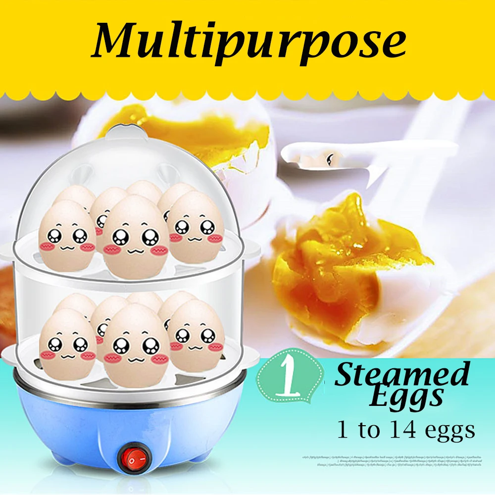 110V/220V Electric Egg Boiler Double Layer Multifunctional Corn Egg Custard Automatic Mini Steamer 14 Eggs Breakfast Egg Cooker