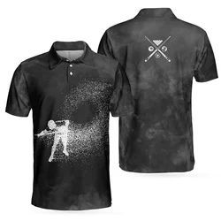 Black Fashion 3D Print Short Sleeve Polo Shirts For Men Clothes Fashion High Quality Cool Golf Tshirts Button POLO Shirt Tops