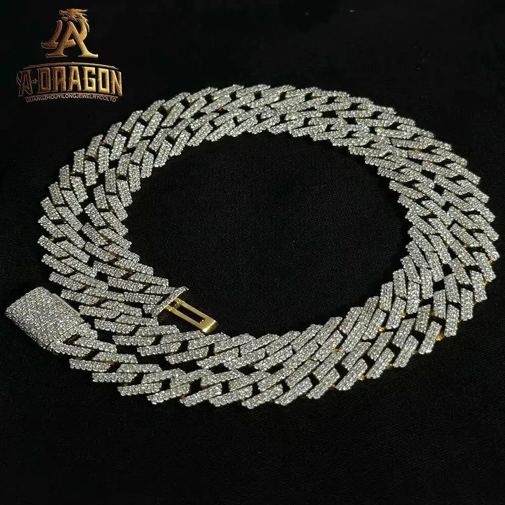 

Factory Custom Real 10k 14k Gold Vvs Moissanite Diamond Cuban Chain Necklace Iced Out Men Fine Jewelry 18mm 19mm 20mm 22mm
