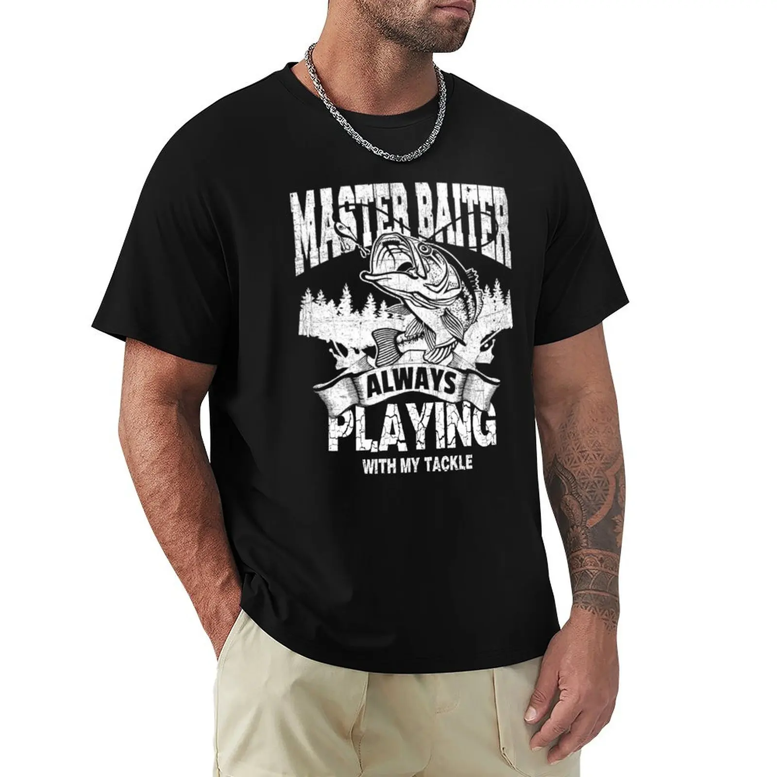 Master Baiter Always Playing with My Tackle, Fishing, Master Baiter, Fishing Dad, Rude, Funny Fishing T-shirt