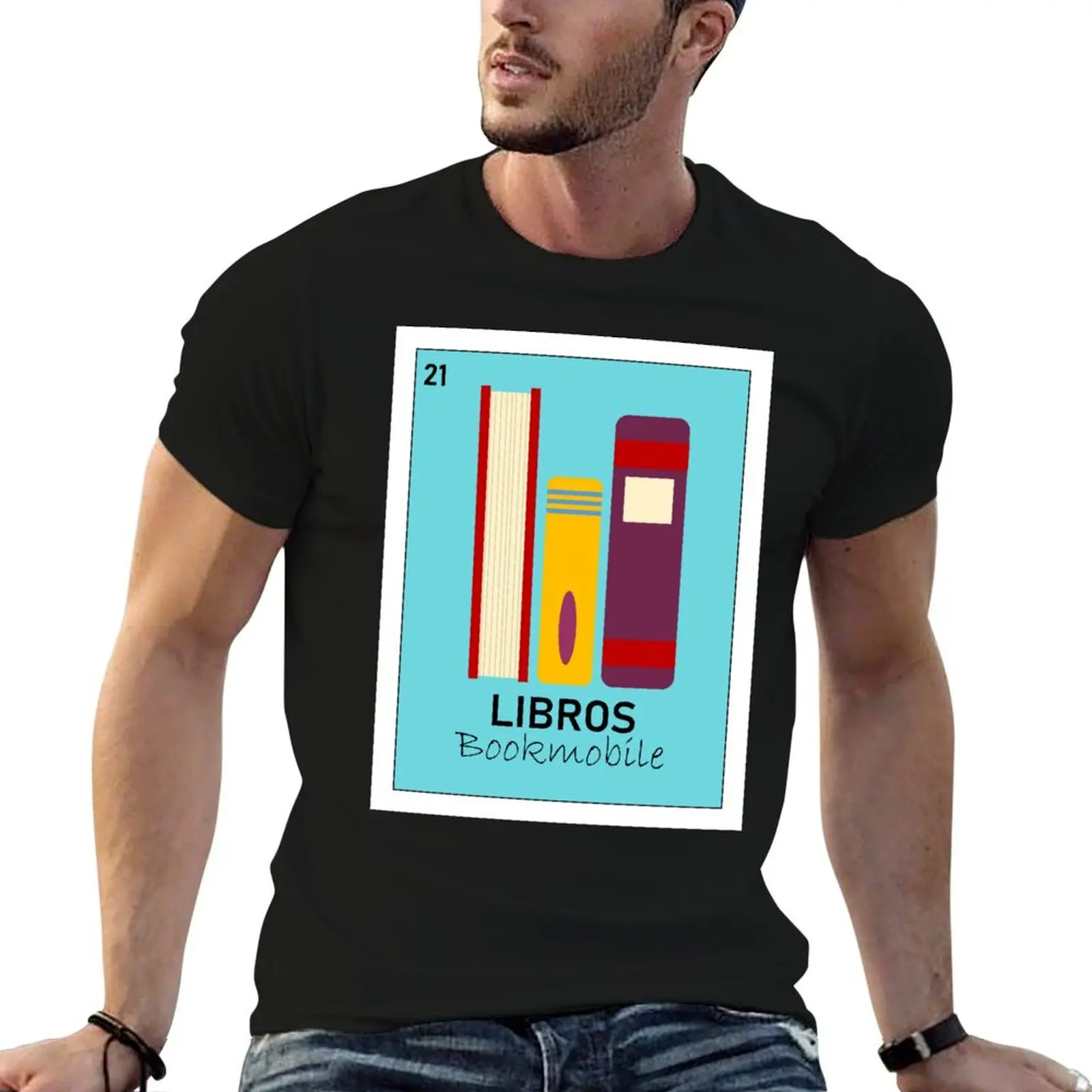 Camiseta con logotipo de Bookmobile, camiseta de algodón, camiseta pack man, camiseta de algodón pesado