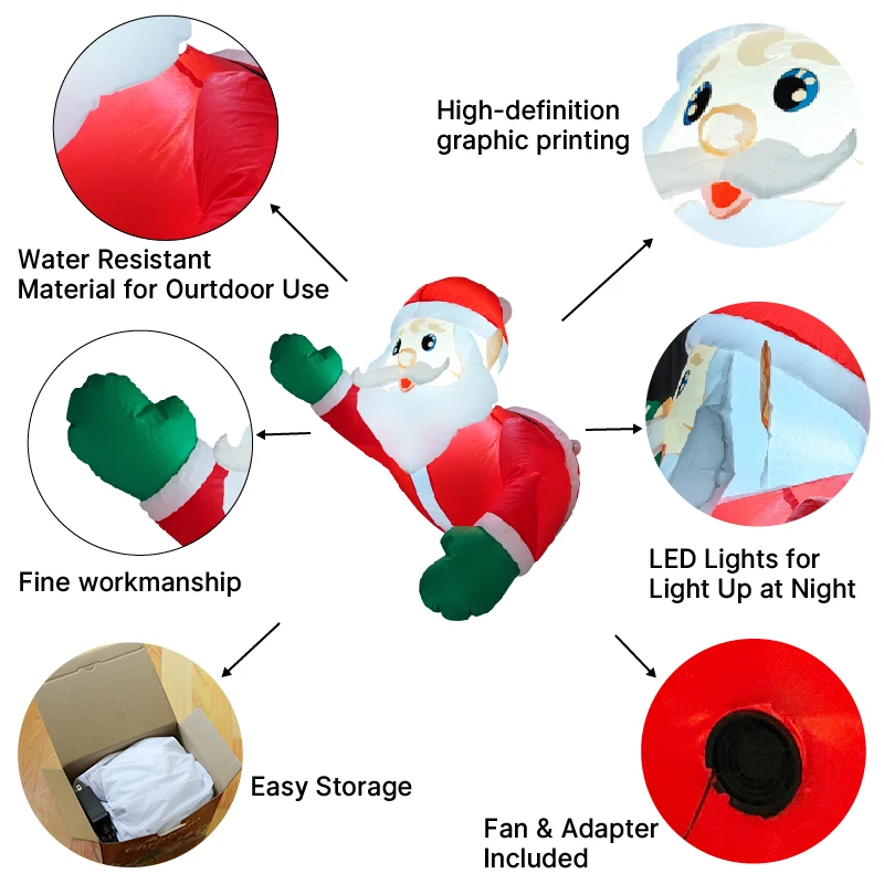 0,8 м/2,6 фута рождественские украшения надувная игрушка Санта-Клаус забавные украшения для дома и двора со светодиодным декором Рождественский уличный декор игрушка