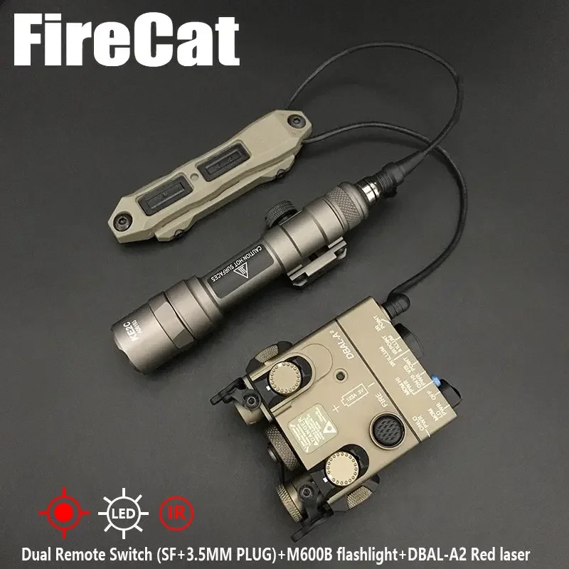 Tactical Metal DBAL-A2 Red Green IR Laser+ M600B Flashlight +Dual Control Pressure Switch Combo Set Airsoft Hunting Weapon Light