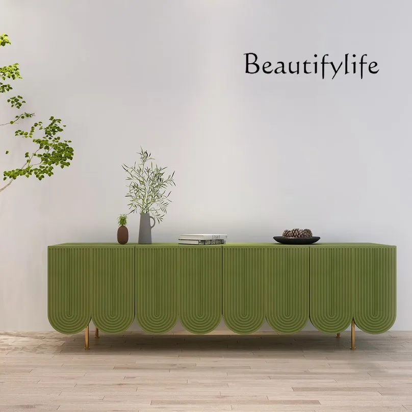 

Italian TV cabinet Nordic light luxury living room cabinet French simple designer dining side cabinet combination green