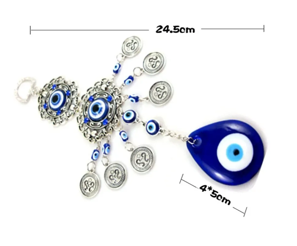 Wall Hanging Pendant Amulet Lucky Charm Blessing Protection Gift Turkish Blue Evil Eye Hamsa Hand Flower for Home Decoration