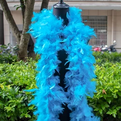 90g Blue Turkey Feathers Boa 2Yards/pcs Natural Feather Scarf Shawl Carnival Costumes Dresses Accessories Party Plume Decoration