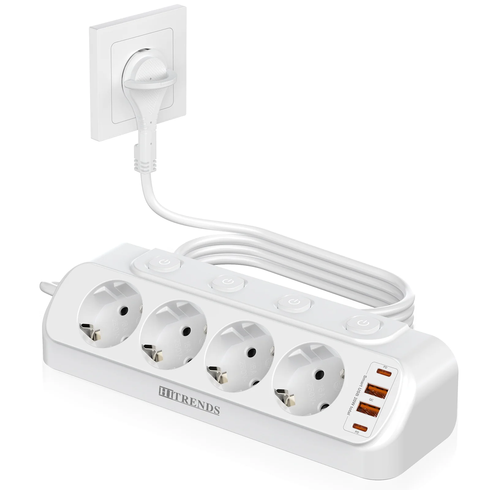 

Настольная розетка с USB C 20 Вт, 4 угловые розетки, плоская розетка, розетка 8 в 1 с 4 USB-разъемами, 4 переключателями