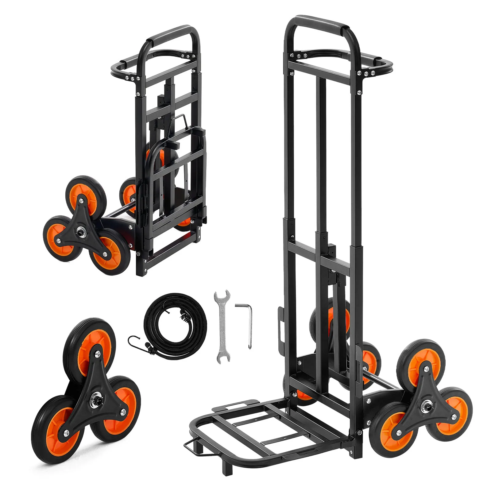 

SucceBuy 220LBS Stair Climbing Cart Folding Trolley Cart with Telescoping Handle & Wheels Stair Climber Dolly for Home Warehouse