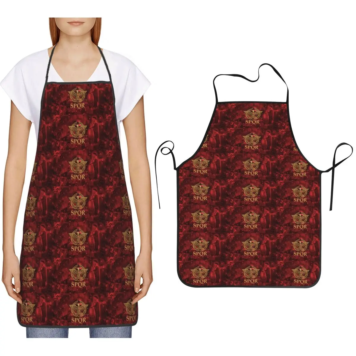Gold Roman Imperial Eagle SPQR Aprons Chef Cooking Cuisine Tablier Bib Kitchen Cleaning Pinafore for Women Men Painting