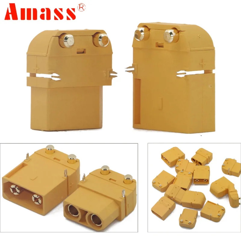 Amass XT90PW XT90-PW DC500V 45-90A Male & Female Brass Gold Banana Bullet Plug For RC Lipo Battery ESC PCB Board DIY Part