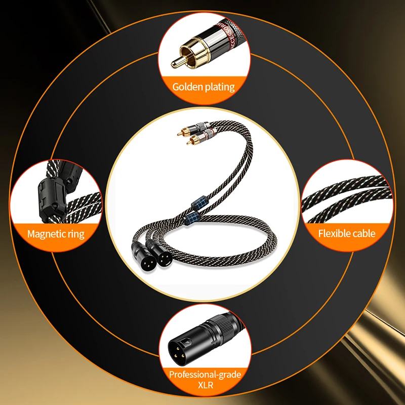 YYTCG HIFI 2RCA to 2XLR Audio Cable 6N OFC 3Pin XLR Female to RCA Male Cable For Speaker Amplifier Mixer Patch Cable