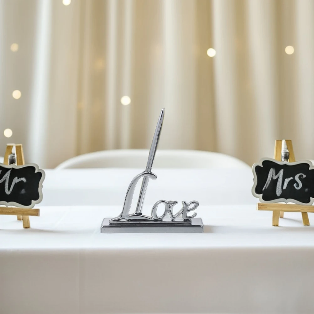 

2pcs Wedding Guest Book Heart Stand Decorative Sign-In Bridal Shower Reception Anniversary Guest Signing Pen Elegant Signature