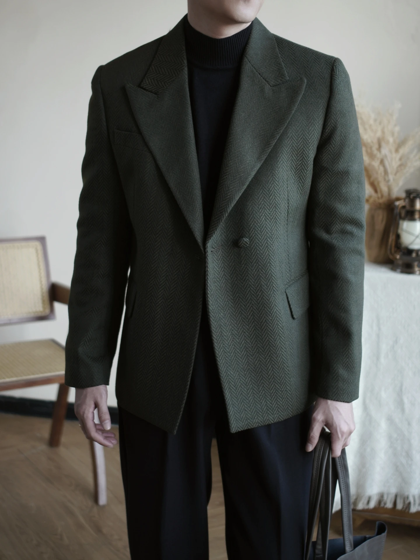 

Итальянский облегающий полированный костюм в стиле ретро с одной пряжкой в стиле old Money