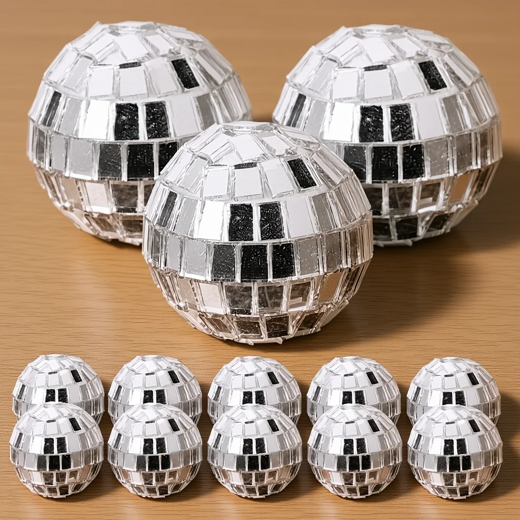 

12Pcs Mirror Effect Disco Ball Glass Hanging Reflective Ornament for Party Wedding Christmas Decorative Lighting Accessories