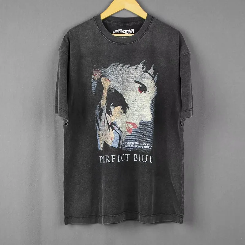 Camiseta de manga corta para hombre y mujer de la serie Millennium Actress Tokyo Godfather, camiseta azul perfecta, anime japonés Kon Paprika