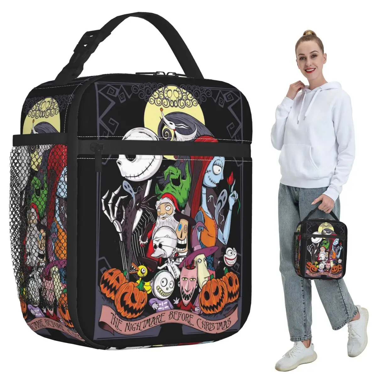 

Nightmare Before Christmas Cartoon Insulated Lunch Bag for Kids Cooler Thermal Food Box Tote Leakproof Lunch Boxes Container