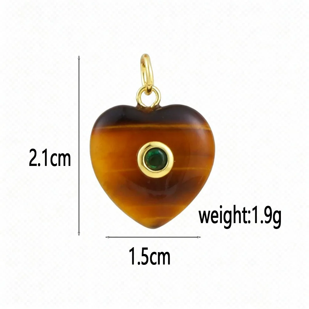 1PC colorful Natural Stone Heart Leaf Shape Charms Inlaid Zircon Pendant For DIY Necklace Bracelet Jewelry Making Accessories - view 6