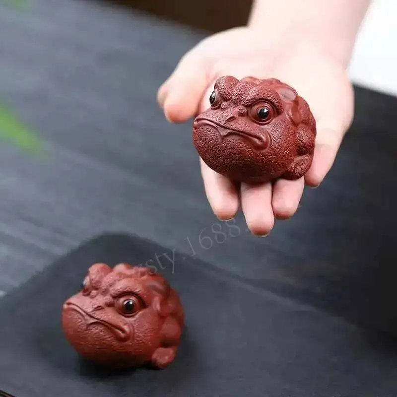 Purple Clay Tea Pet Golden Toad Ornament Wealth-attracting Tea Plaything Dahongpao Cultivable Creative Three-legged Toad Tea