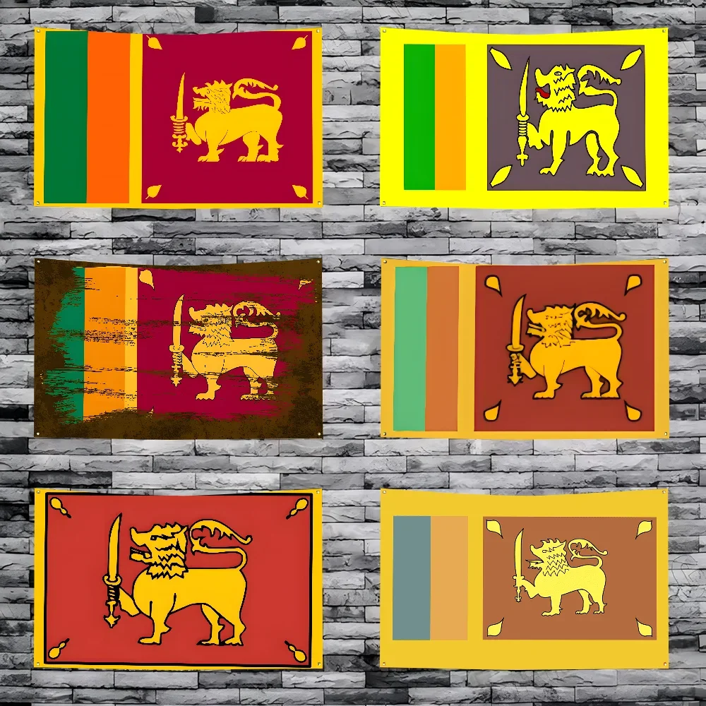 1pc Democratic Socialist Republic Of Sri Lanka Flag Banners Four Hole Flag Polyester Outdoor Decor Room Aesthetic
