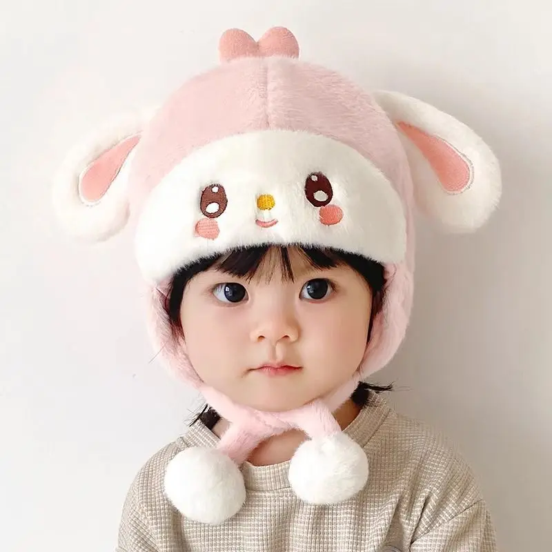 

New Soft Fluffy Winter Baby Earmuffs Warm Windproof Baby Knitted Cap Cartoon Ear Plush Fluffy Ear Protection Cap