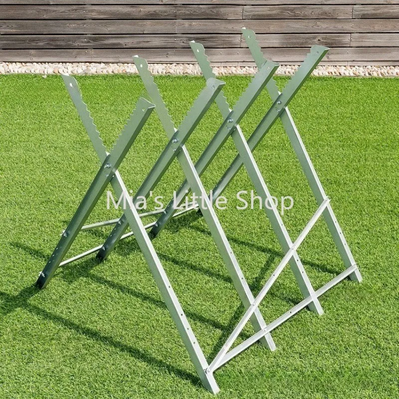 Foldable Sawhorse, Wood Stacking Brackets, Log Cutting Stand with 8 Teeth, Gardening Tool for Pole Saw Pruning