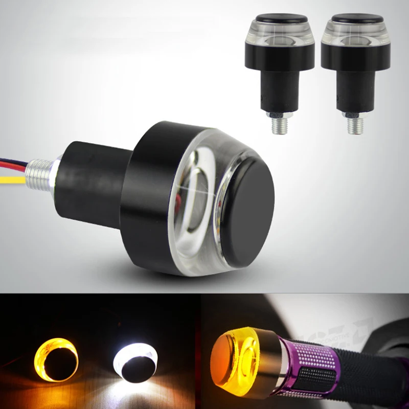2pcs Motorcycle LED Handle Light Bar End Indicator For Car Turn Signal LED Light Universal Handle Bar Grip Plug Side Marker Lamp