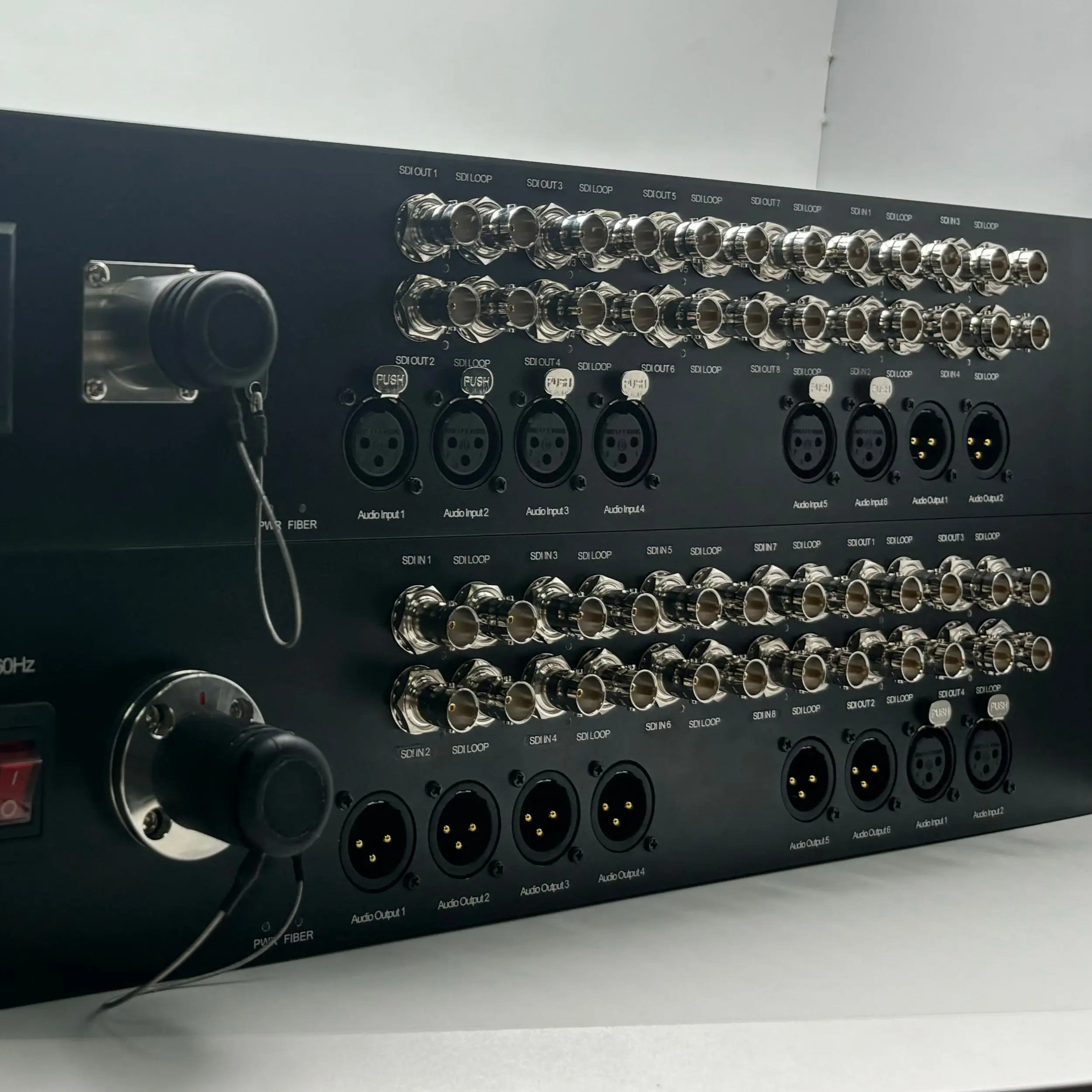 Reliable 12CH 3G-SDI and 8CH XLR Audio Transmission Equipment Stable Fiber Optic Transceivers Including Balanced Audio
