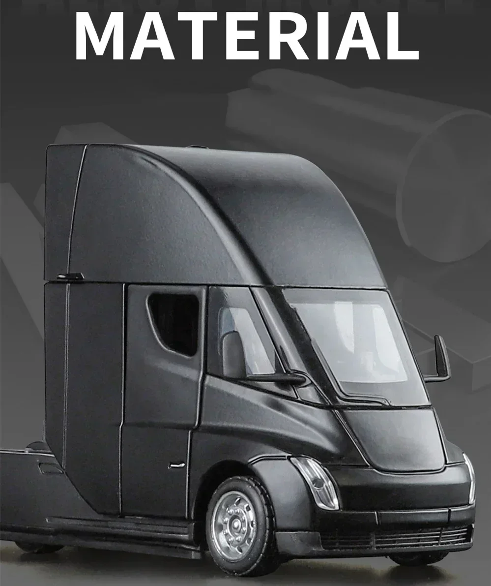 1:32 Tesla Semi Truck Trailer Metal Alloy Diecast Truck Trailer Model Sound & Light Collection Car Model Toy Gift With Boys