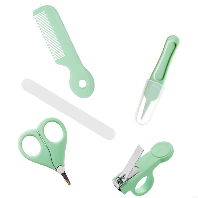 

T8UD 5 Pcs Baby Hair Daily Care Newborn Infant Scissor Hair Comb Nose Cleaner Safety for Toddler