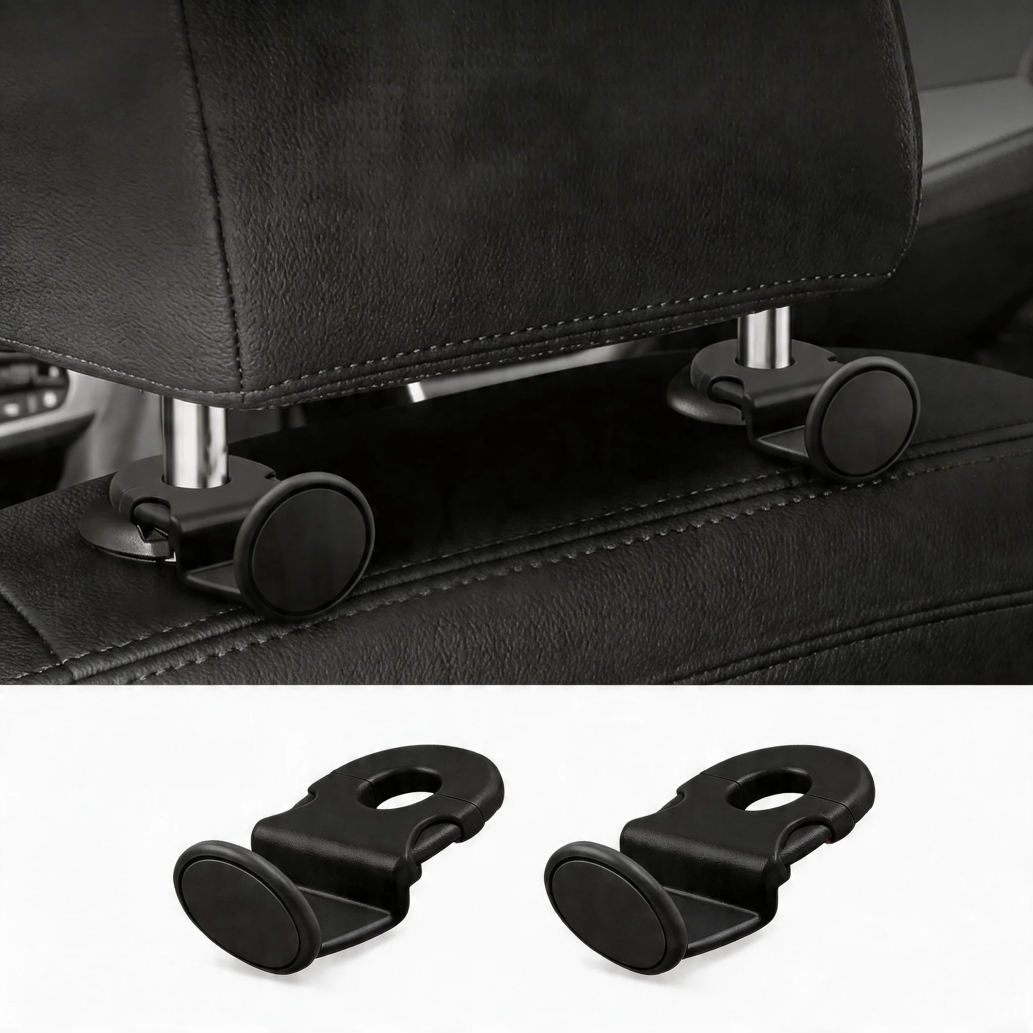 Universal Fit No-Drill Car Back Seat Hook Car Interior Organizer Accessories 20KG Heavy Duty For Grocery Bag Car Headrest Hanger