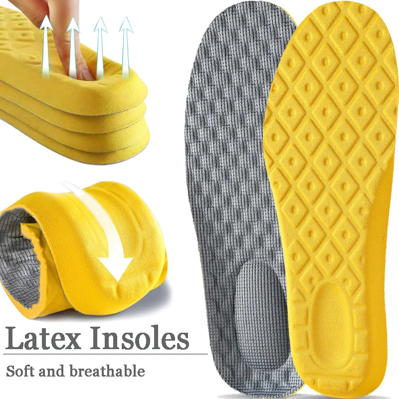 

Soft Latex Sports Insoles Breathable Deodorant High Elastic Cushion Running Shoes Insole Men's and Women's Sole Massage Insole