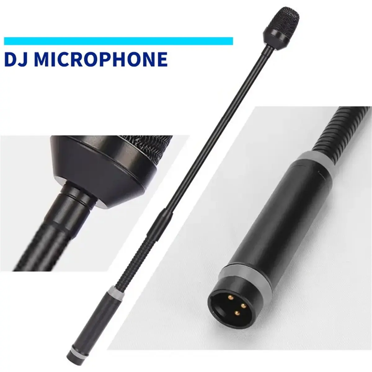 DJ Microphone Professional Metal Goose Neck with Dynamic Pickup Adjustable Angle for Studio Mixing Console
