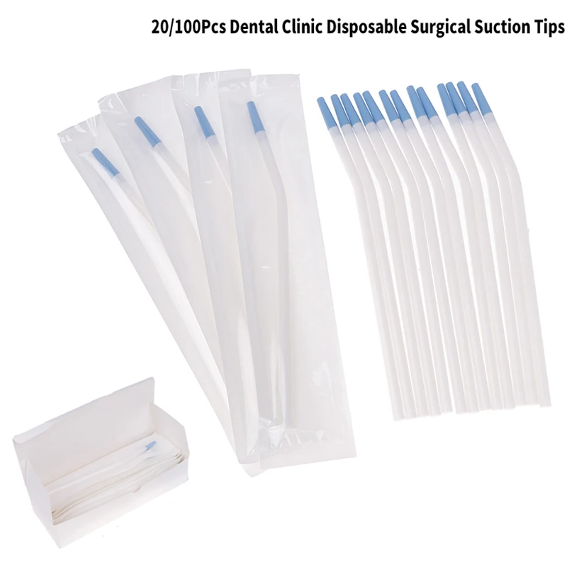 

20/100Pcs Disposable Dental Clinic Surgical Suction Tips Saliva Ejector Laboratory Clinic Suction Tube Long Slim Type