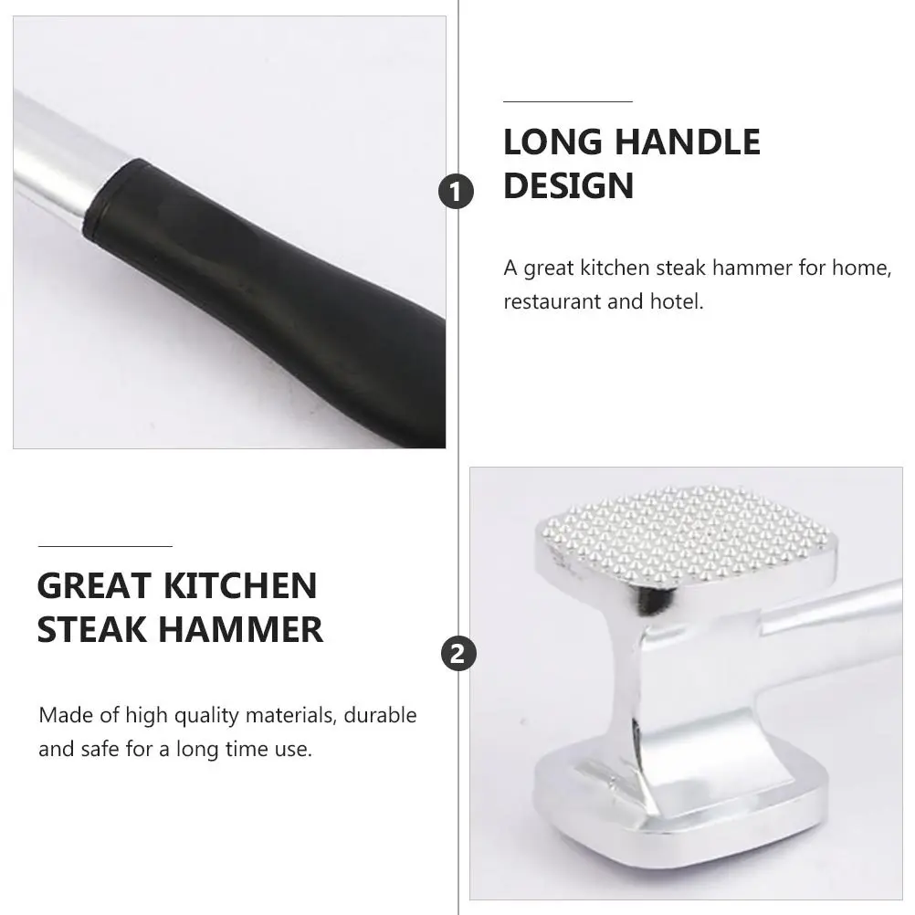 Premium Aluminum Alloy Dual-Sided Meat Hammer for Tenderizing Steak Beef Pork Easy Grip Long Handle Kitchen Steak Hammer Meat
