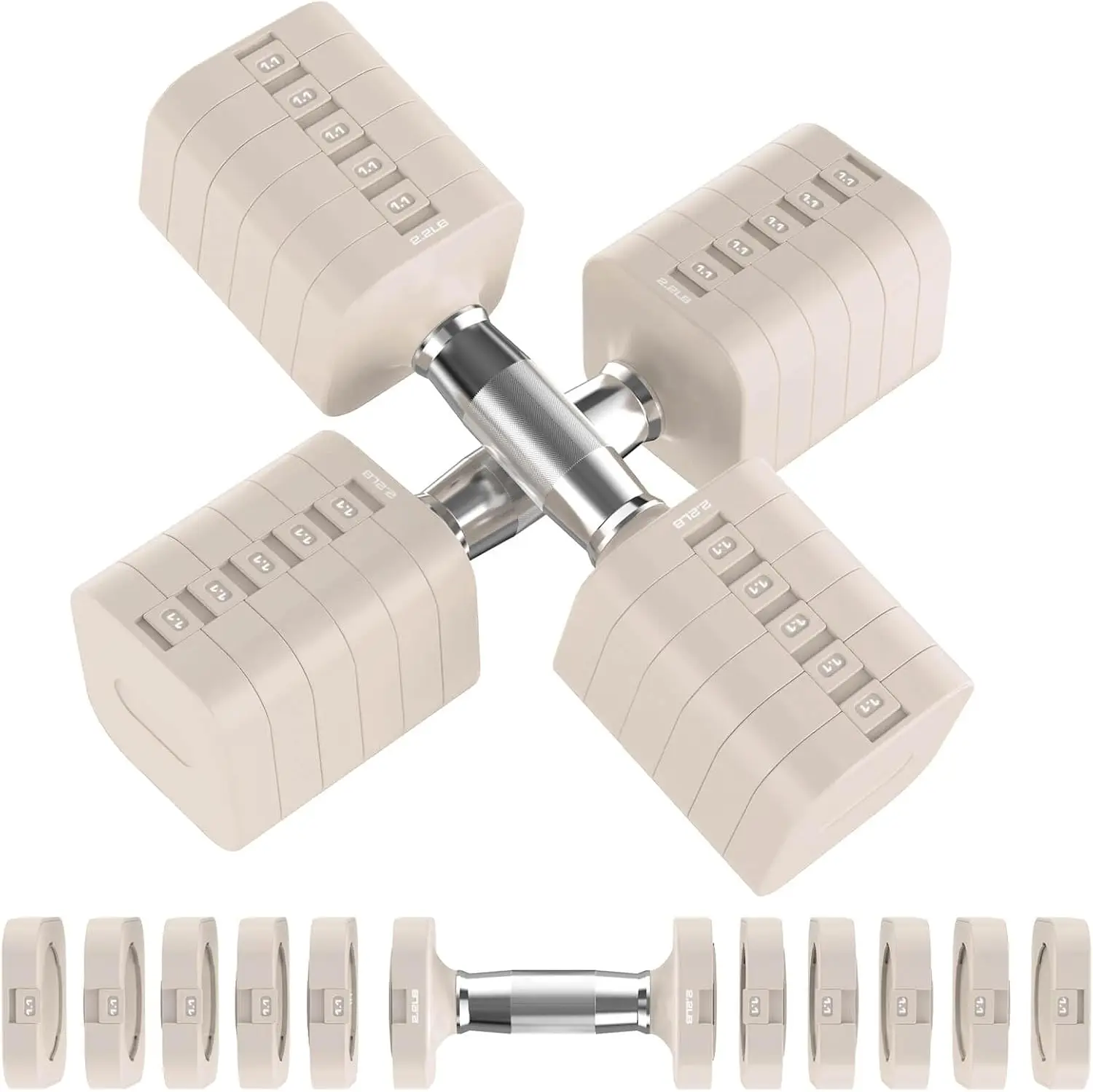 30.8LB Adjustable Dumbbell Set, Hand Weights Set for Home Gym | Each Adjustable Weight Dumbbell with 6 Levels