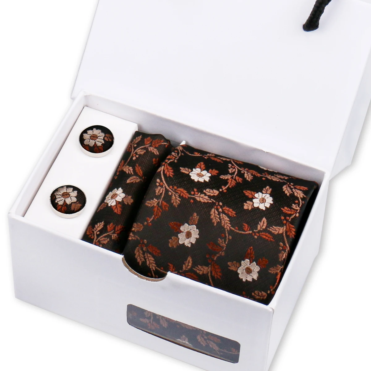 Cravatta da uomo confezione regalo di lusso Dot Paisley cravatta floreale fazzoletto da polso gemello 3 pezzi elegante accessori per abiti di moda