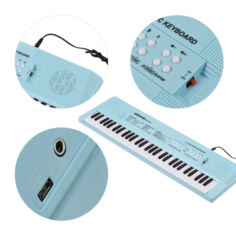 61 Key Electronic Keyboard Piano Musical Instrument with Microphone Dual Power Mode Music Piano Keyboard 6 Demonstration Songs